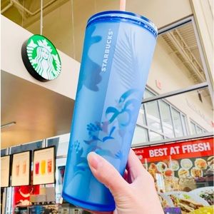 Starbucks Blue Soft Touch Floral Cup View Thru the Garden Venti Tumbler 24oz New